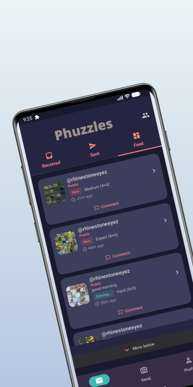 Phuzzles inbox screen