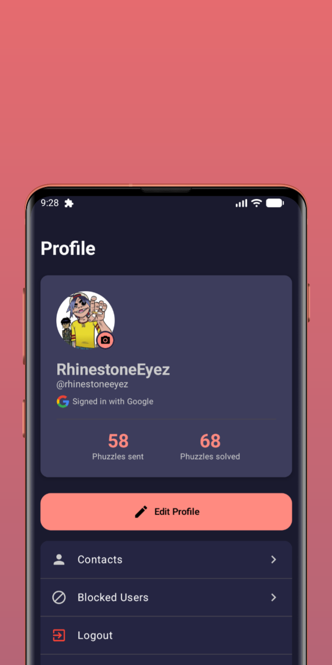 Phuzzles profile screen